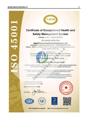 职业健康安全管理体系认证证书en